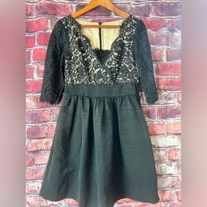 Eliza J Black Lace Faille Dress